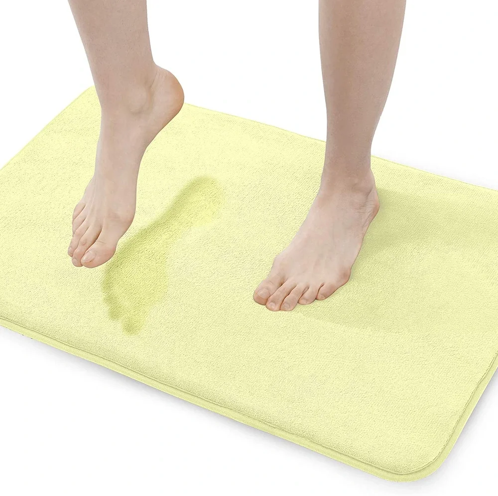 Walensee Extra Thick Memory Foam Bath Mat 24x48 Yellow Non-Slip Absorbent Rug